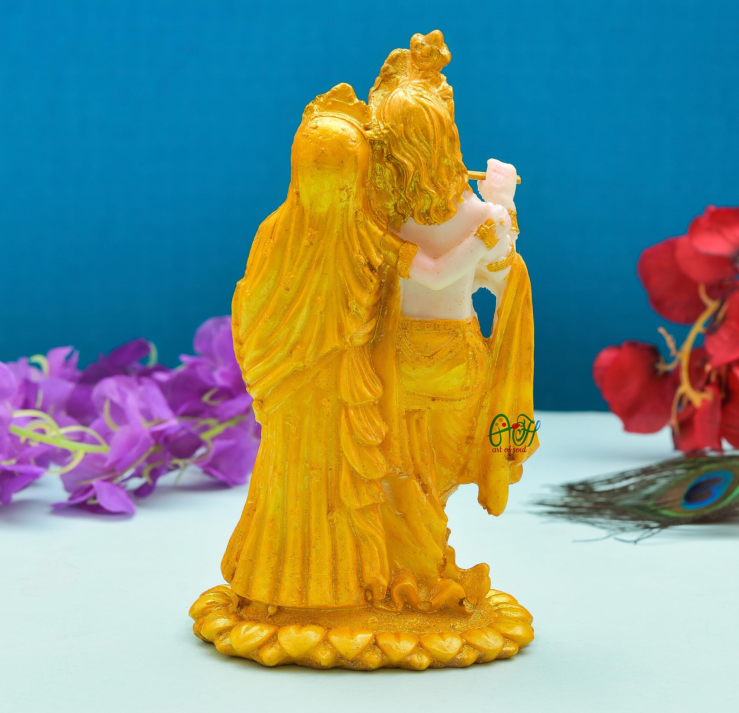 Archna Handicraft Polyresin Gold Printed Radha Krishna Idol Statue Showpiece Decorative Items for Home Decor Living Room Pooja Decoration,Gifts for Family and Friends(7.5x4)(190 Grms.) - Image 3 thumbnail