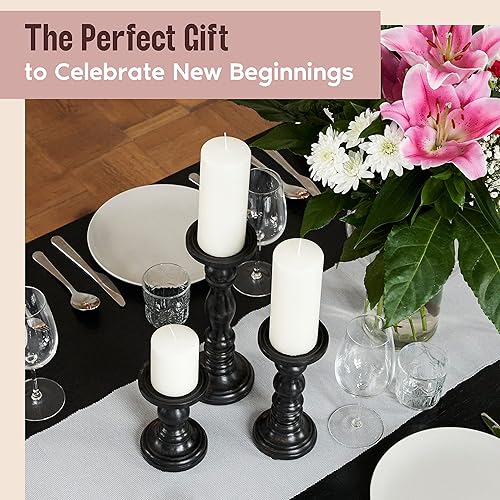 Miniatura 7 de Portavelas grandes para velas de pilar, pilares decorativos rústicos compatibles con velas que funcionan con pilas, pilar alto de madera para casa