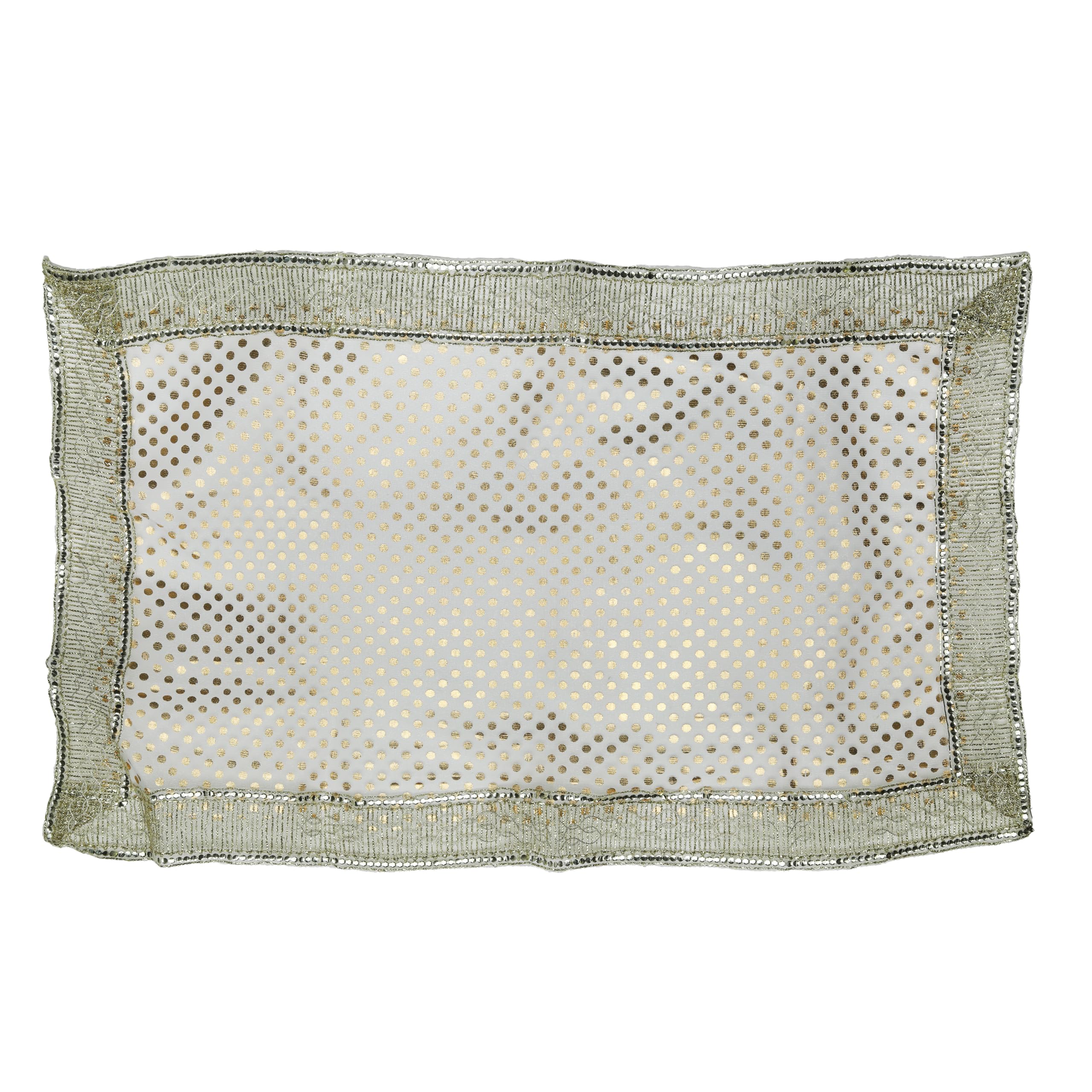 Set of 2 Chunari Chunni Chunar Decorative Silk Cloth Puja Chunni Chunar (Size :- 20 Inches x 14 Inches) Aasan Mat for Indian Traditional Navratri Festival Statue Frame Idol Temple(Off White & Pink) - Image 2