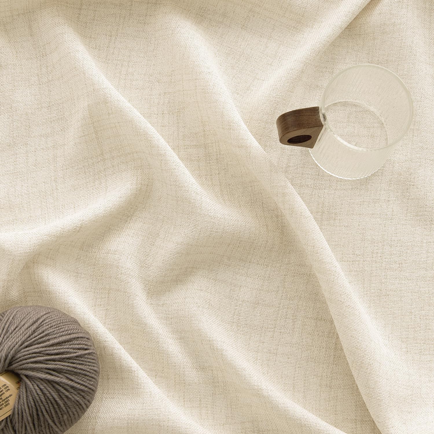 MIULEE Cortinas de Lino con Efecto de Anillos 2 Piezas Natural 140 x 245 cm