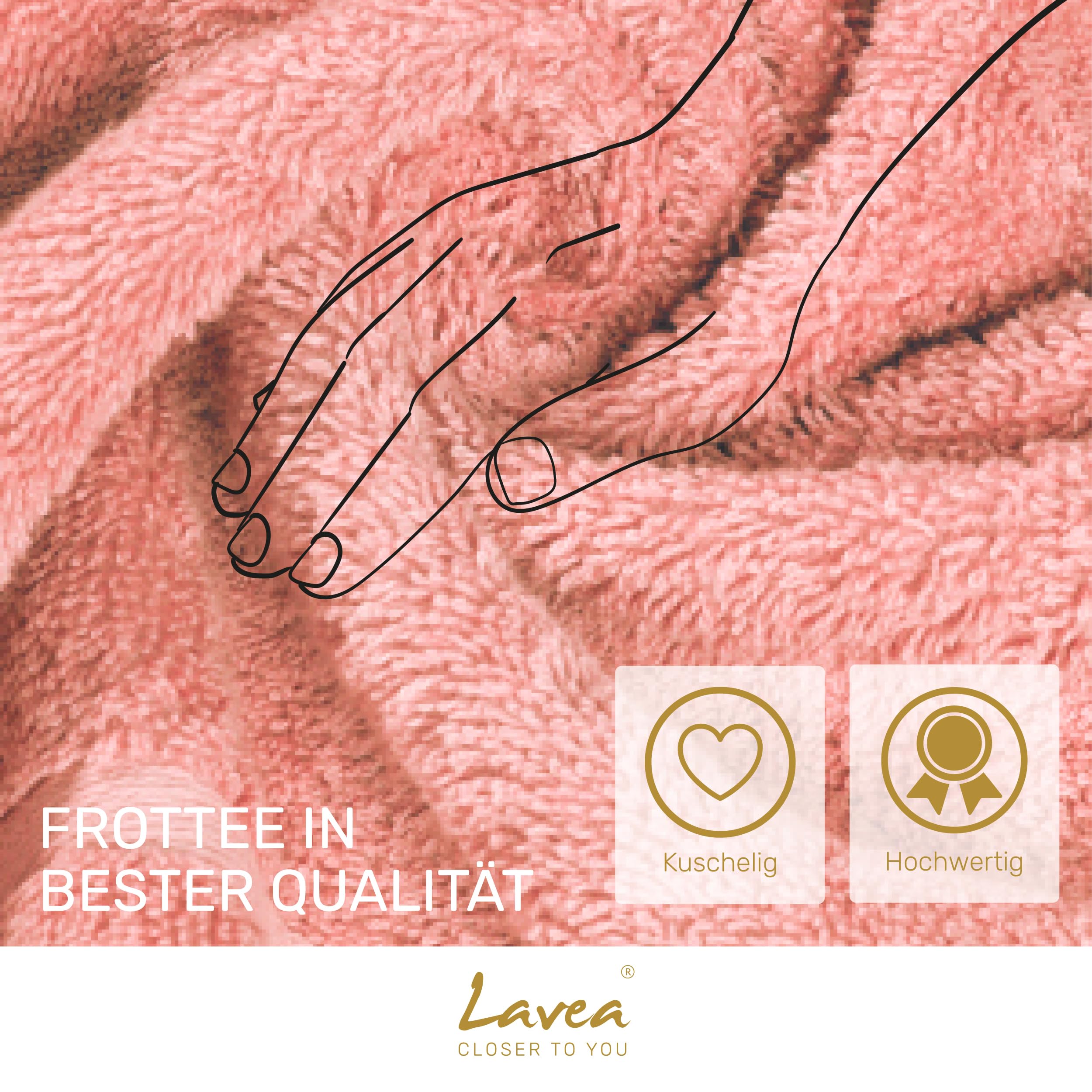 Lavea® Mexico Bademantel XXL & Saunatuch 80x200 cm - Altrosa