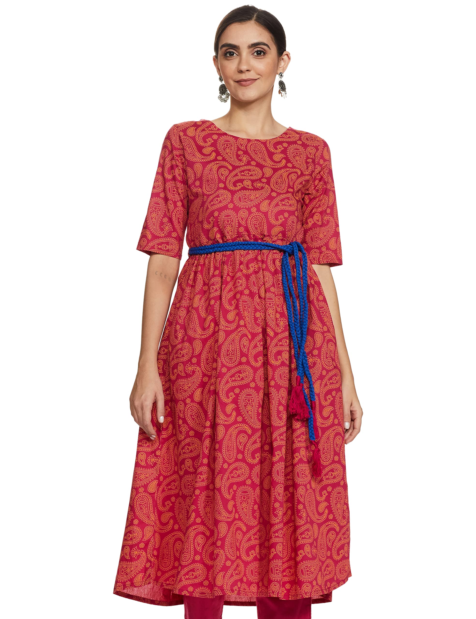 Amazon Brand - Myx Women's Regular Cotton A-line Kurti