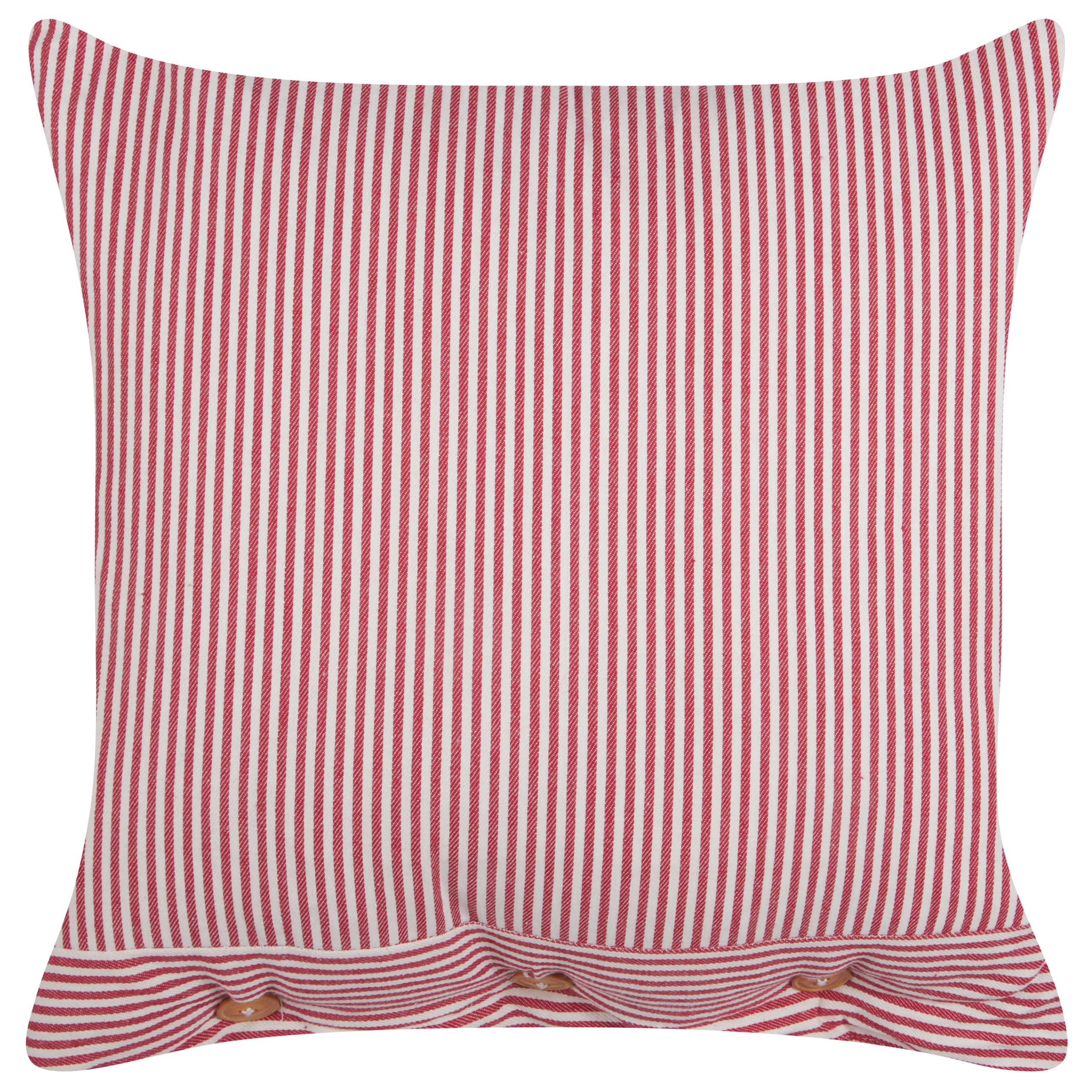 Beliani Dekokissen 2er Set Baumwolle rot/weiß gestreift 45x45 cm mit Knöpfen Aalita