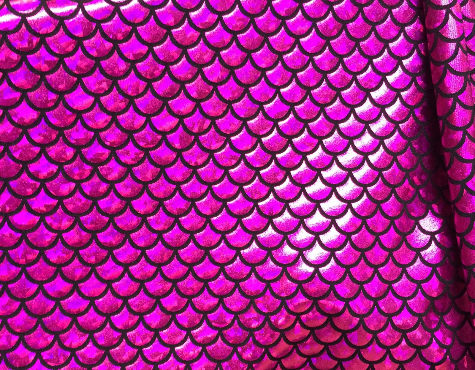 LushFabric Mermaid Scale Print Fabric Fish Tale Scales Foil, 2 Way Stretch Material Lycra Spandex, Bikini, Costume, Dress - Image 2