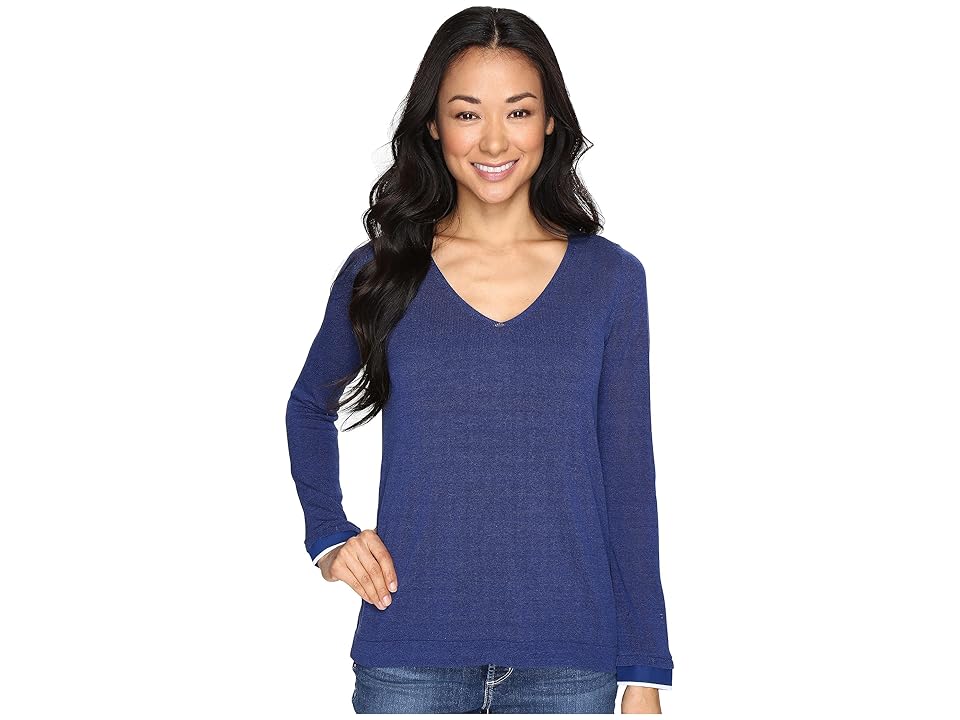 

NYDJ Petite Petite Twofer Sweater (Dark Atlantis) Women's Clothing, Blue