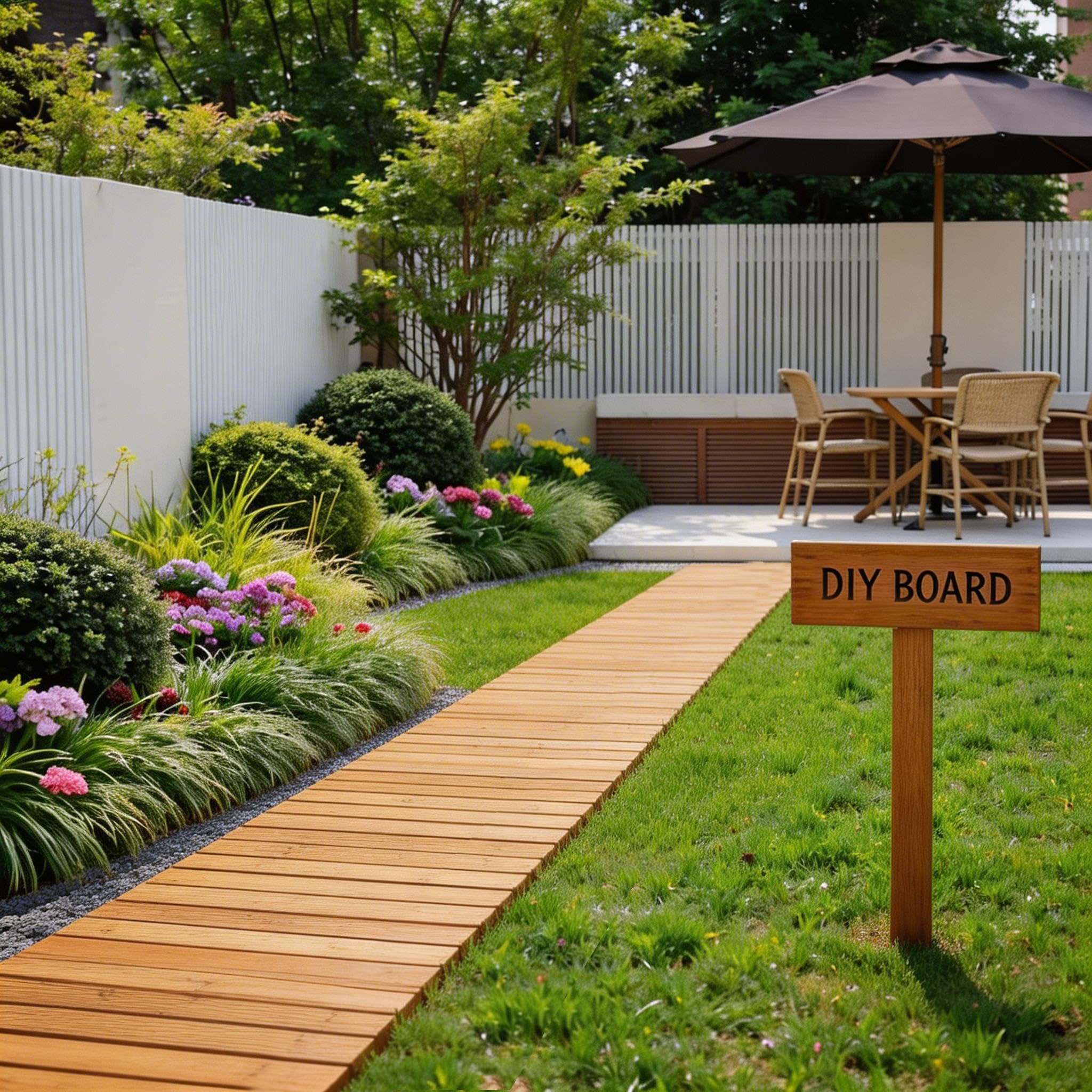 Spurgehom 8FT Wooden Garden Pathway Straight Outdoor Walkway Roll Out Cedar Wood Patio Flooring Path Decorative Lawn Patio Pavers Boardwalk Beach Wedding Party (Natural)