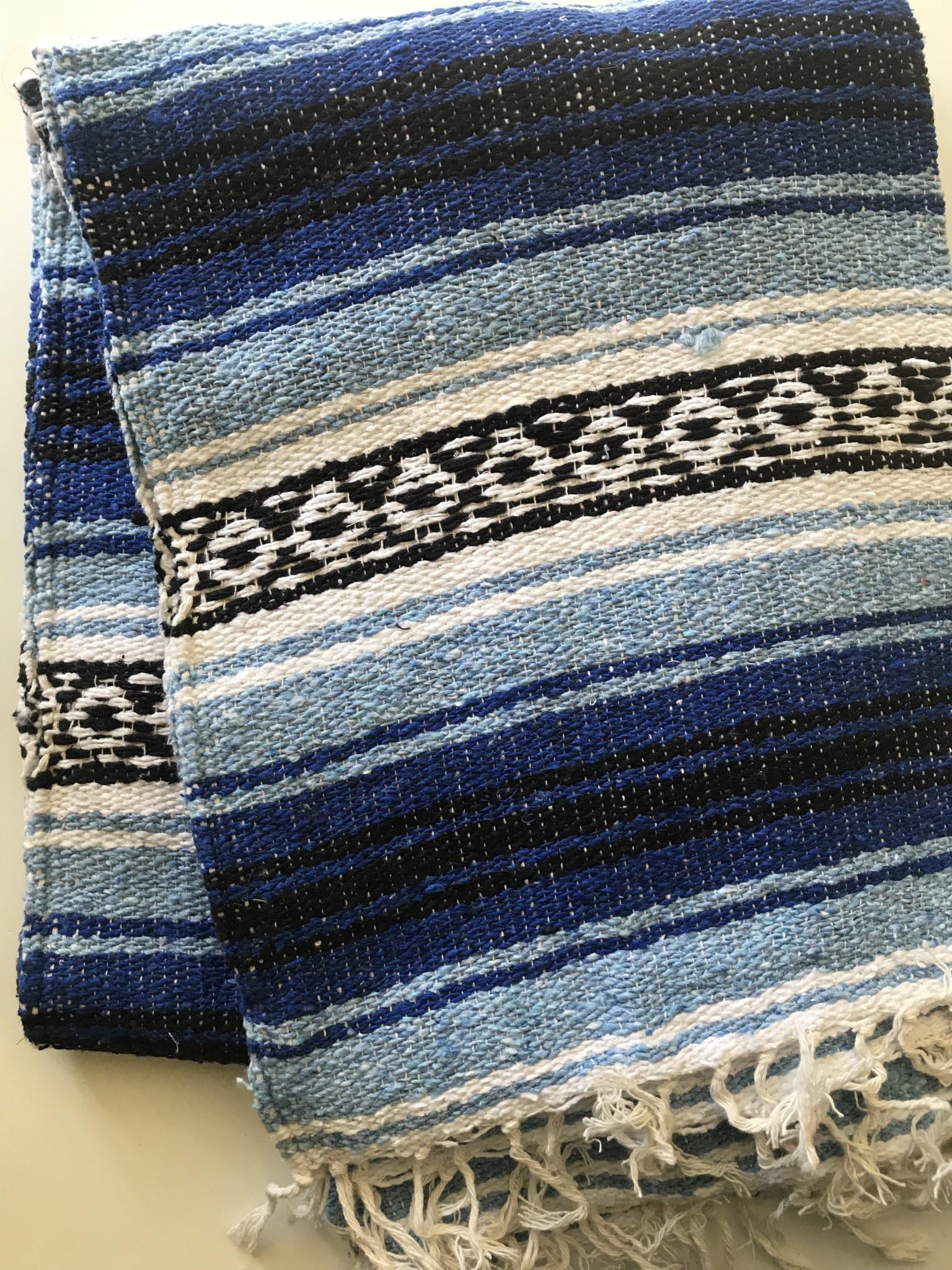 Mexican Falsa Blanket Authentic 52" X 72" Pick Your Own Color (Light Blue/Blue/Black)