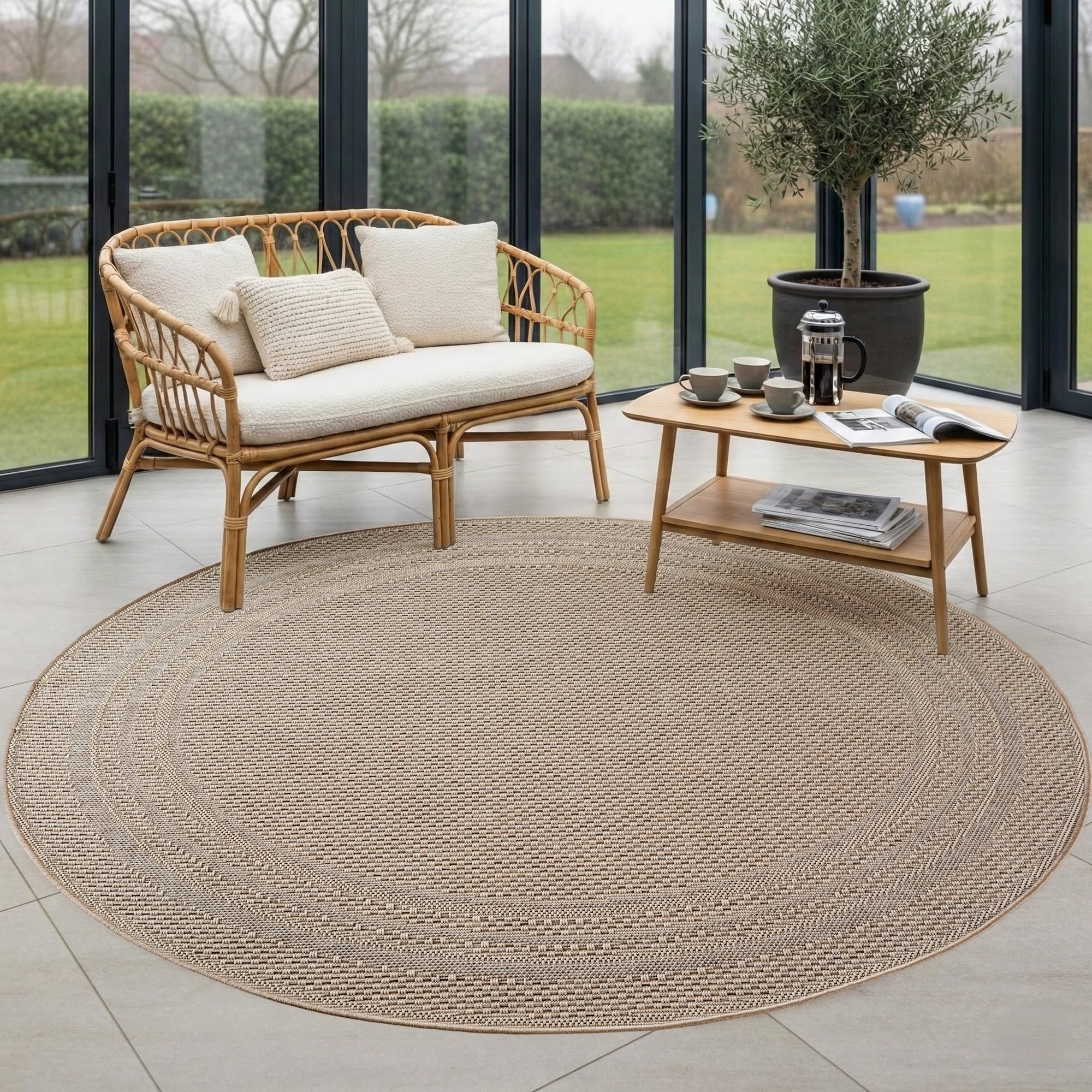 Carpettex Outdoor Teppich wetterfest Balkon, Terrasse, Garten Skandi Boho-Design
