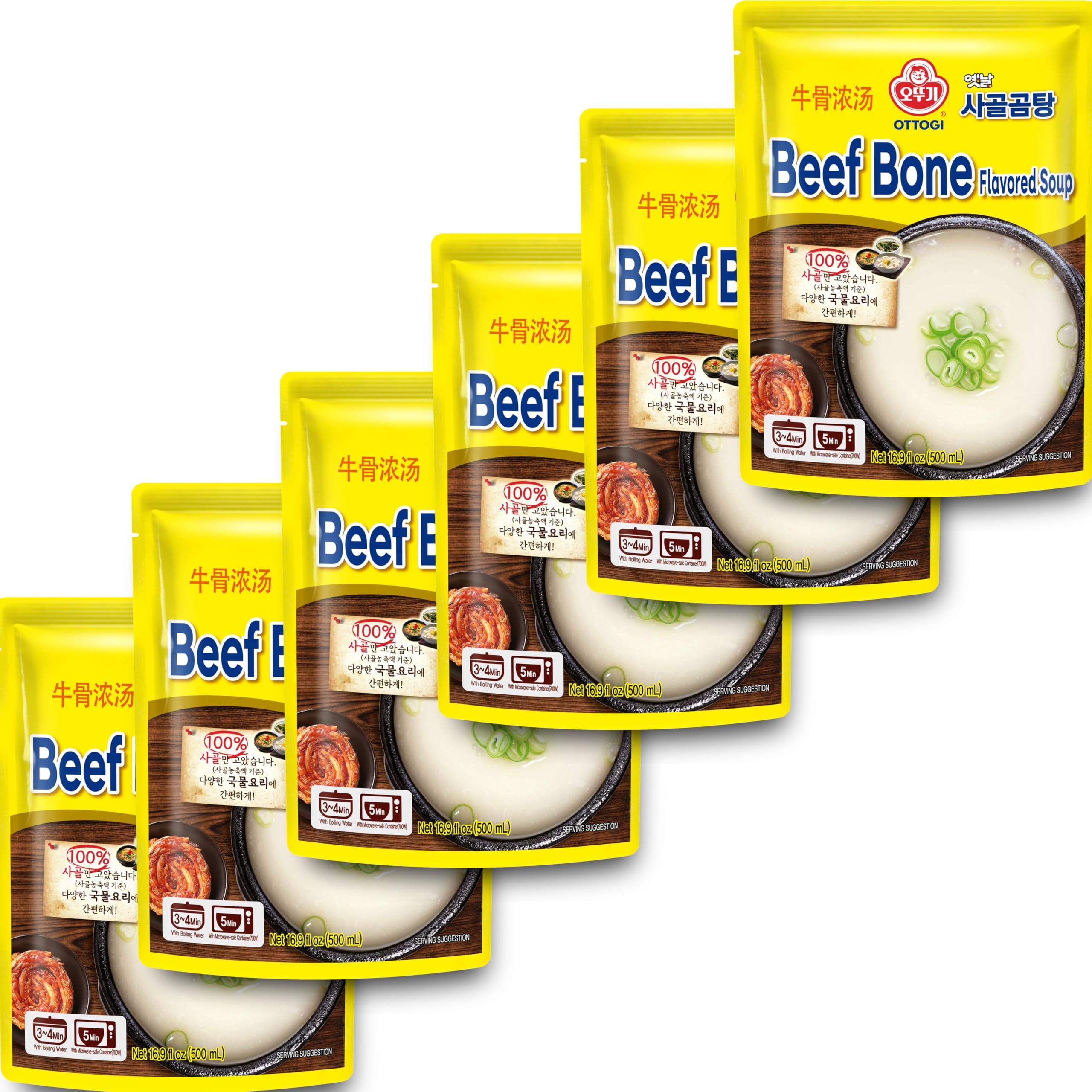 Ottogi 100% Beef Bone Broth Soup, Slow-cooked Korean Bone Broth Stock, 16.9 Fl Oz (pack Of 6) – Authentic, Savory Gomtang Beef Stock Soup Base For Cooking & Sipping