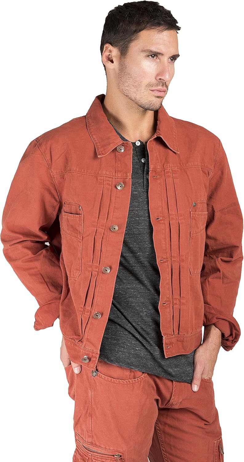 Level 7 Men's Cotton Canvas Garment Washed Trucker Jacket Rugged And Stylish
