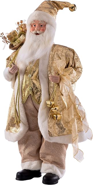 WeRChristmas Large Standing Santa Claus Christmas Decoration, Gold, 3 ft/91 cm