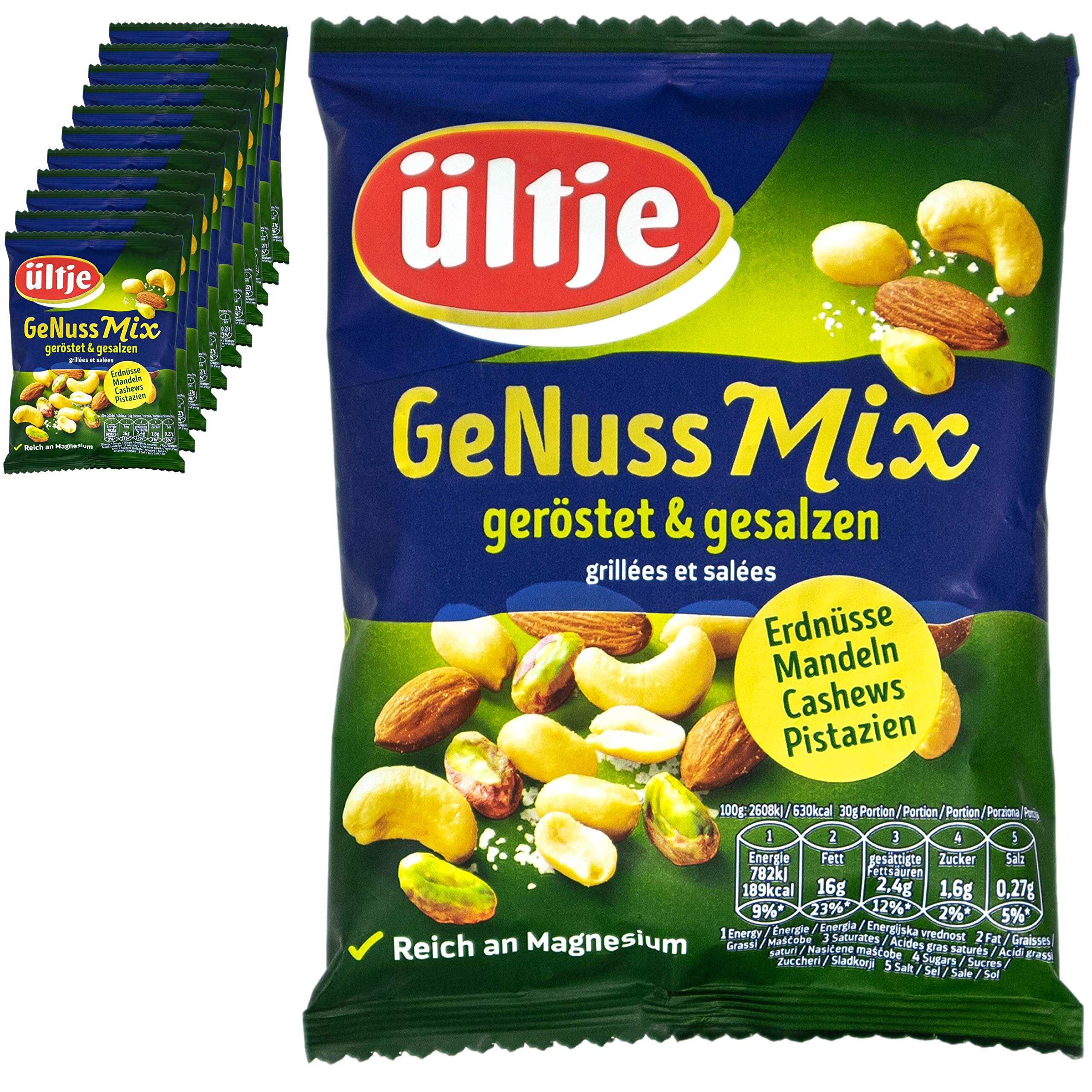 ültje - 12er Pack GeNuss Mix geröstet und gesalzen in 150 g Packung - Nussmix: Erdnüsse, Mandeln, Cashews und Pistazien ohne Schale in einem Mix vereint