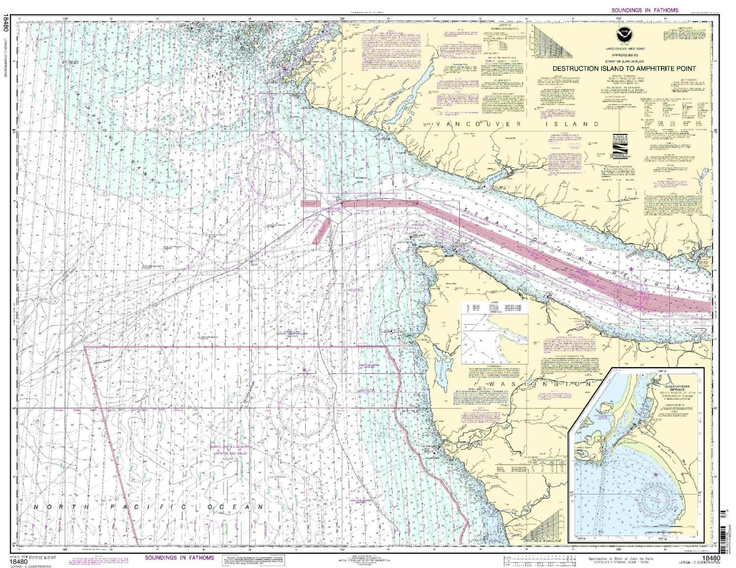 18480--Approaches to Strait of Juan de Fuca - Destruction Island to Amphitrite Point, Quillayute River Entrance