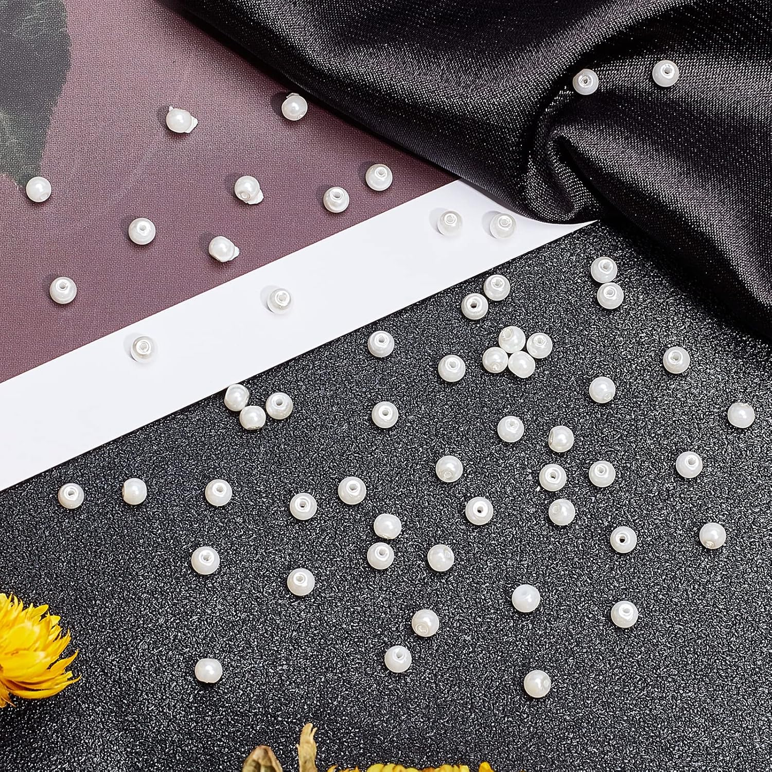 PH PandaHall 2300pcs Glass Pearl Bead 3mm Tiny Spacer Beads Round Loose Beads Pearl Imitation Beads for Earring Necklace Bracelet Waist Chain Hair Accessory Weeding Vail Gloves Dresses, 0.7~1.1mm Hole - Image 3