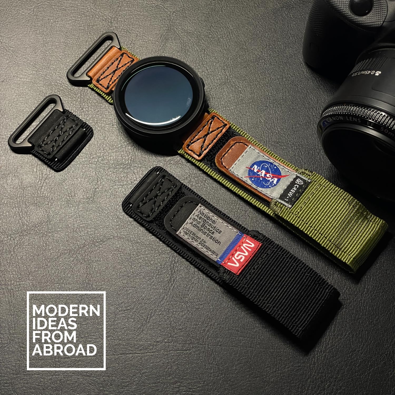 Made for Galaxy Watch 6/5 Band, NASA Licensed Rugged Nylon Leather Sports Strap With Woven Loop Design For 20mm Watch Bands - Image 4