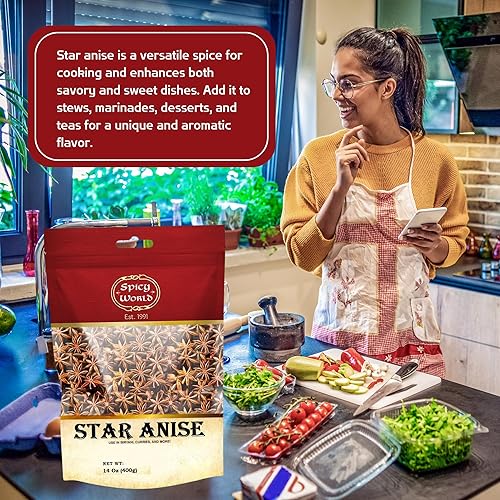 Miniatura 4 de Spicy World Bolsa a granel de anís estrellado de 14 onzas  Cápsulas enteras de calidad premium  Cápsulas de anís estrellado chino, perfectas para