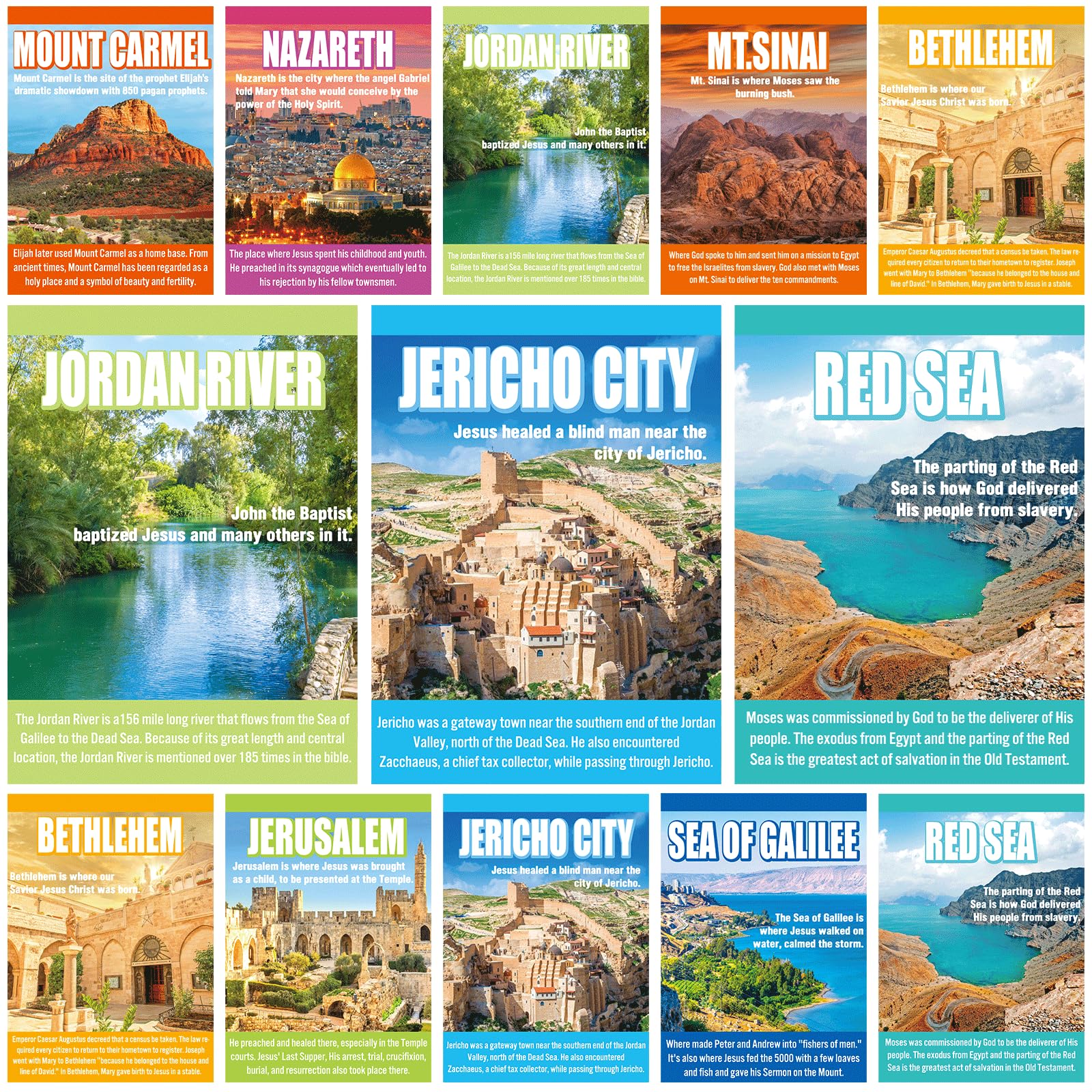 gisgfim 9 Pcs Bible Story Map Posters Bible Christian Posters for Classroom Decorations Sunday School Religious Bullet Board Middle High School Educational Poster Books Bible Scripture Church Decor