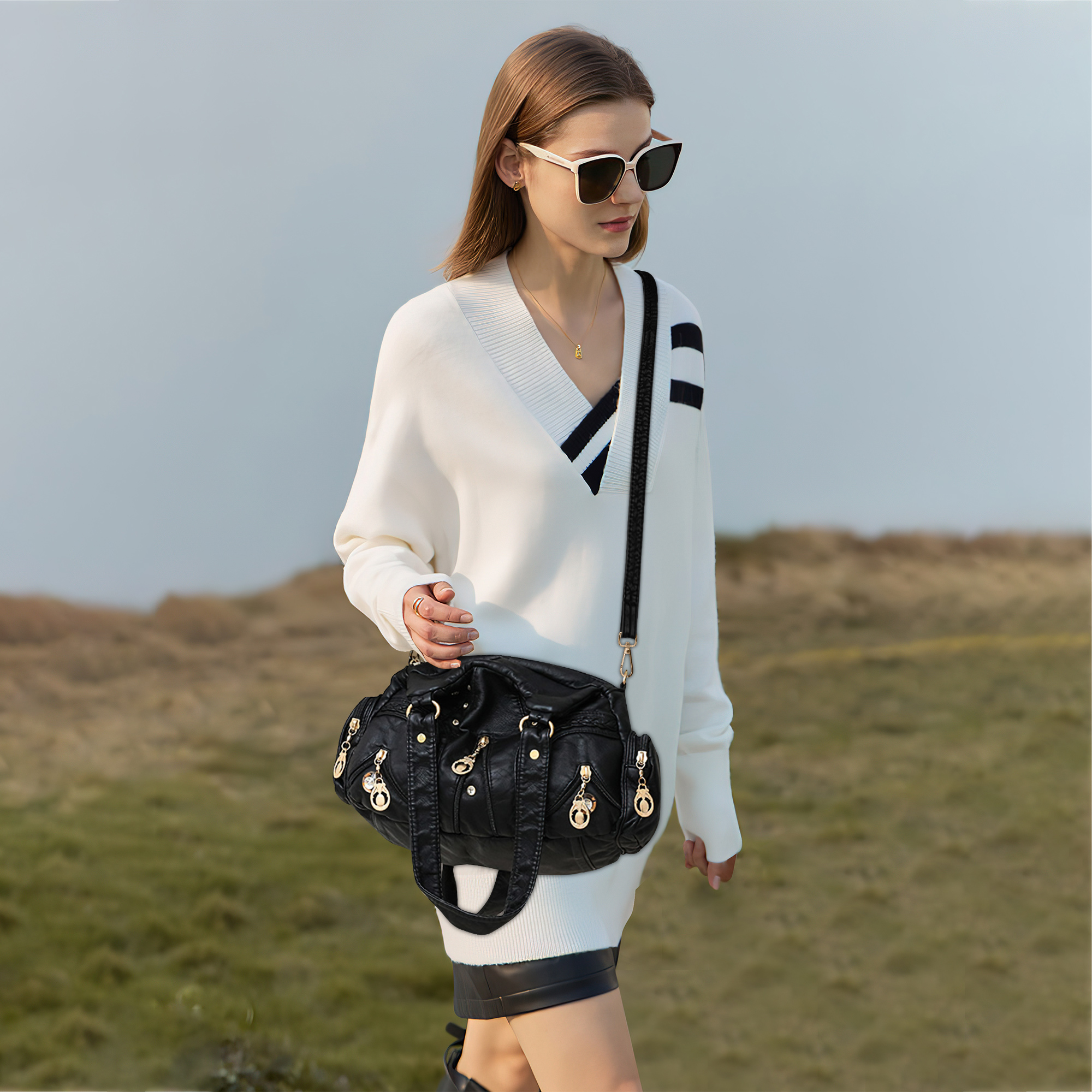 DEEVORCA Moda Casuale Borsa A Tracolla Semplice Borse A Tracolla Donna Medio Leggero Nylon Impermeabile Borsa Messenger Per Viaggio Lavoro Festa Shopping Tasche Multiple Borse Blu