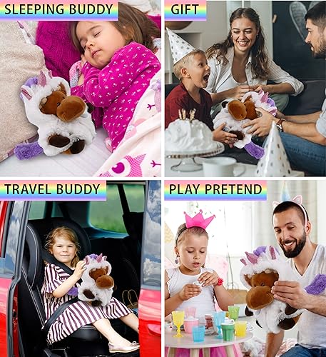 Miniatura 4 de DolliBu Juguete de peluche de unicornio de alce, disfraz súper suave con disfraz de unicornio de felpa extraíble, bonito regalo de vida silvestre de