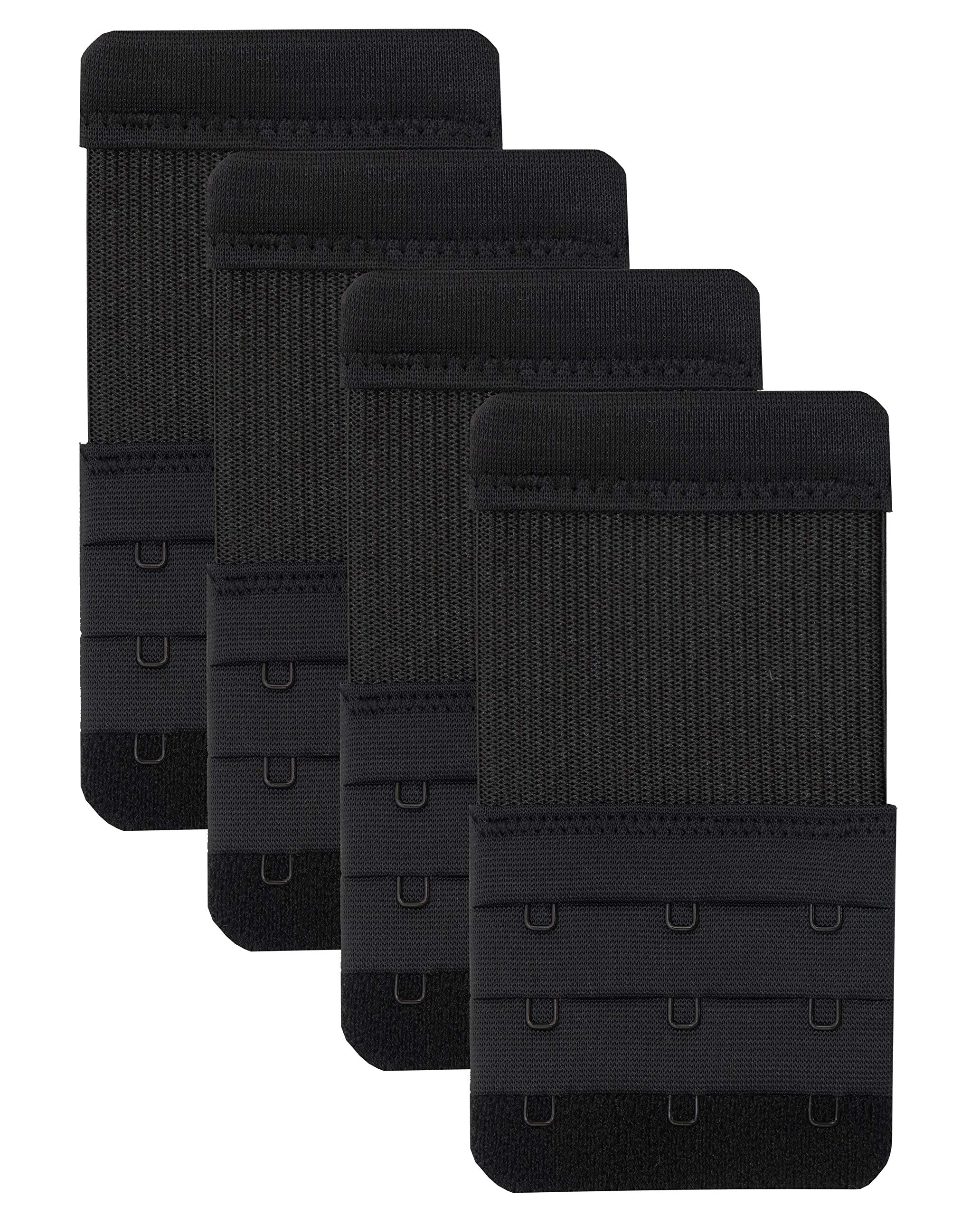 D Club Bra Extender 3 Hooks,Stretchy Soft and Comfortable Bra Strap Extender - 4 pcs Pack (Black)-image-21