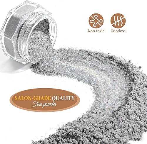 Vista 67 de Artdone Polvo de uñas cromado, efecto espejo metálico, pigmento cromado, iridiscente, aurora, brillantina, sirena, perla, kit de polvo para esmalte