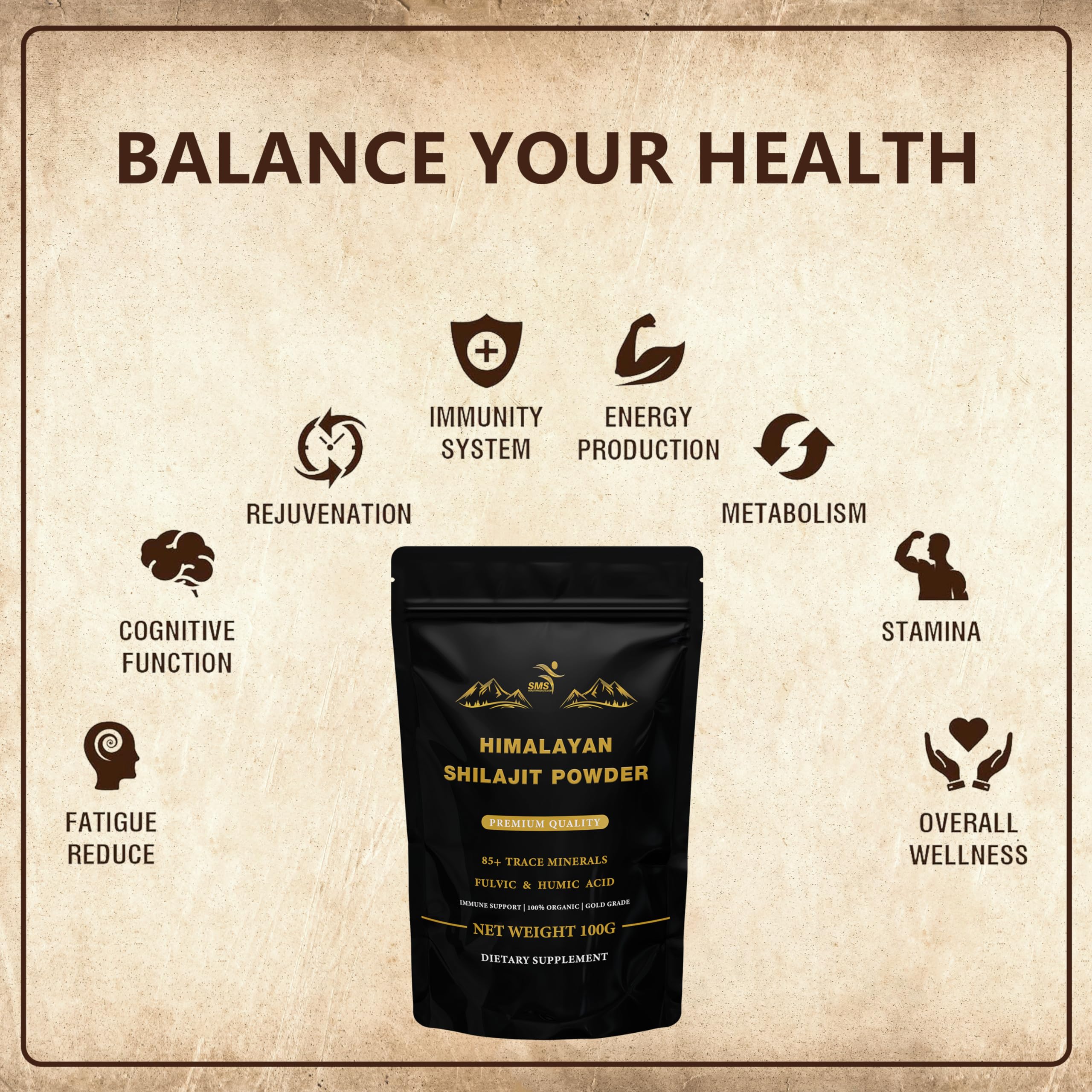 Pure Himalayan Shilajit Powder, No Fillers, Gold Grade Shilajit with Fulvic Acid & 85+ Trace Minerals, 100% Pure Natural Supplement for Energy, Immune Support & Wellness, 100g — Amazon image 5