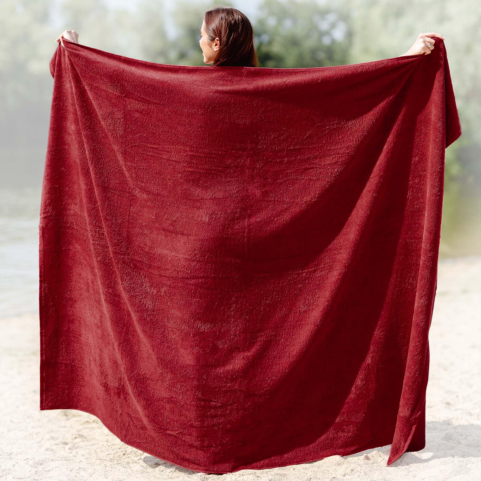 ADAMO Telo mare XXL 100% cotone – 100 x 220 cm, rosso vino: 590 – XXL asciugamano da sauna – telo da bagno in taglie forti – asciugamano da doccia & asciugamano da sauna