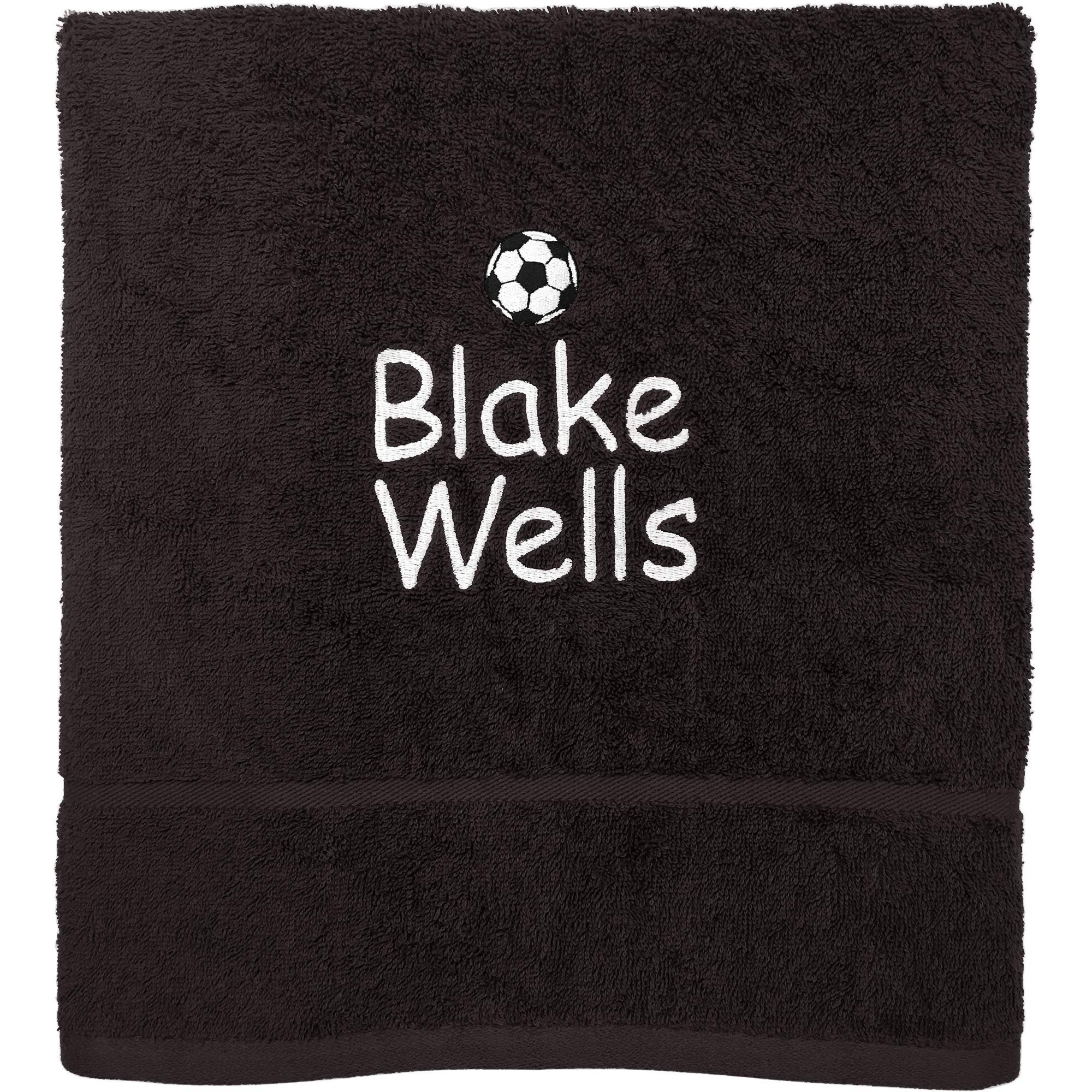 TeddyTs Personalised Name Embroidered Football Hand Towel (Midnight Black)