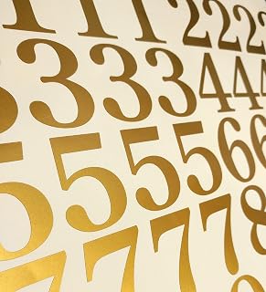 2" Metallic Gold Color, Classic Style Mailbox Numbers,Lot of 40 (4 of each number form 0 to 9) 2 inch tall, Vinyl Mailbox Numbers,Doors,Tool Box,Locker,Car,Truck,Address Decal Stickers (Century)