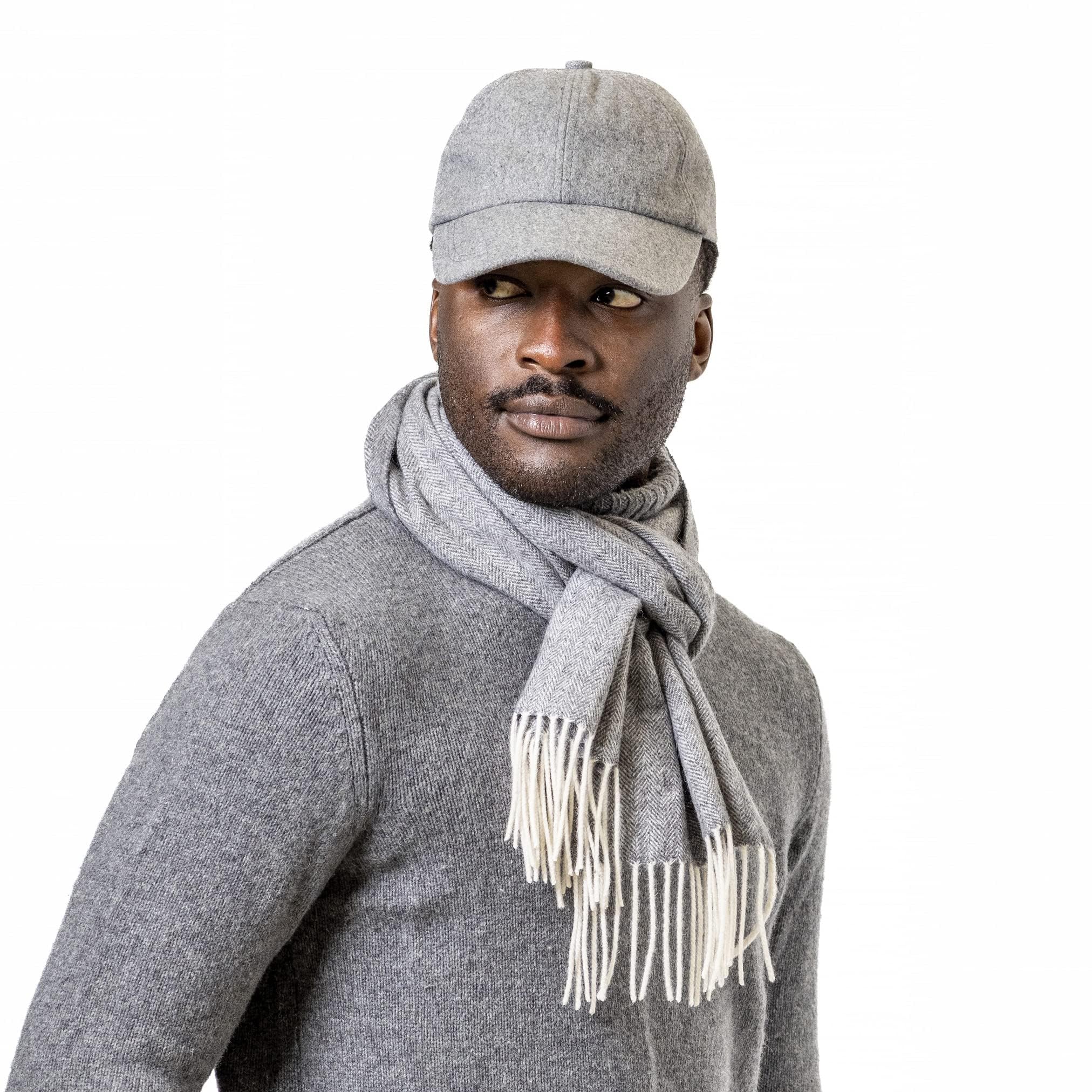 Heritage Traditions 100% Pure Wool Tartan Scarf, Check Scarf for Men & Women, Scottish Scarf Men Style, Women's Wool Scarf with Soft Brushed Finish & Fringe (Grey)
