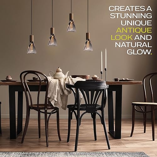 Miniatura 4 de Next Glow Bombilla decorativa Eq 20W estilo hielo en forma de bombilla LED E26 base media, regulable, bombilla cálida ahumadagris de 55 lúmenes, con