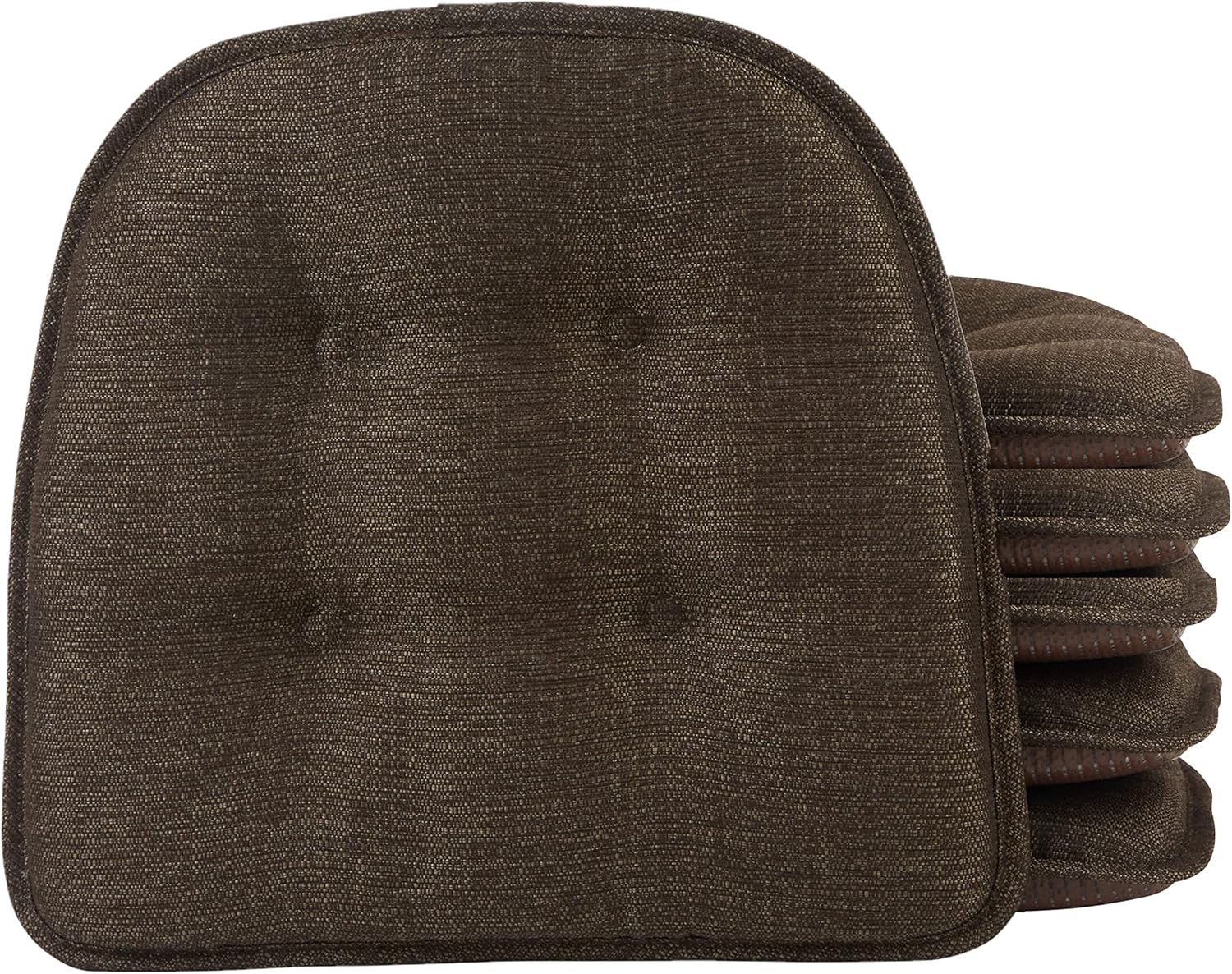 Klear Vu Omega Non-Slip Universal Chair Cushions for Dining Room, Kitchen and Office Use, U-Shaped Skid-Proof Seat Pad, 15x16 Inches 6 Pack Solid Chestnut 6 Count Solid Chestnut 6 Pack