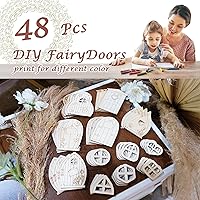 Vista 4 de 48 piezas de puertas de jardín de madera para manualidades, mini ventana, casa de hadas, kit de bricolaje sin terminar, puerta en miniatura sin