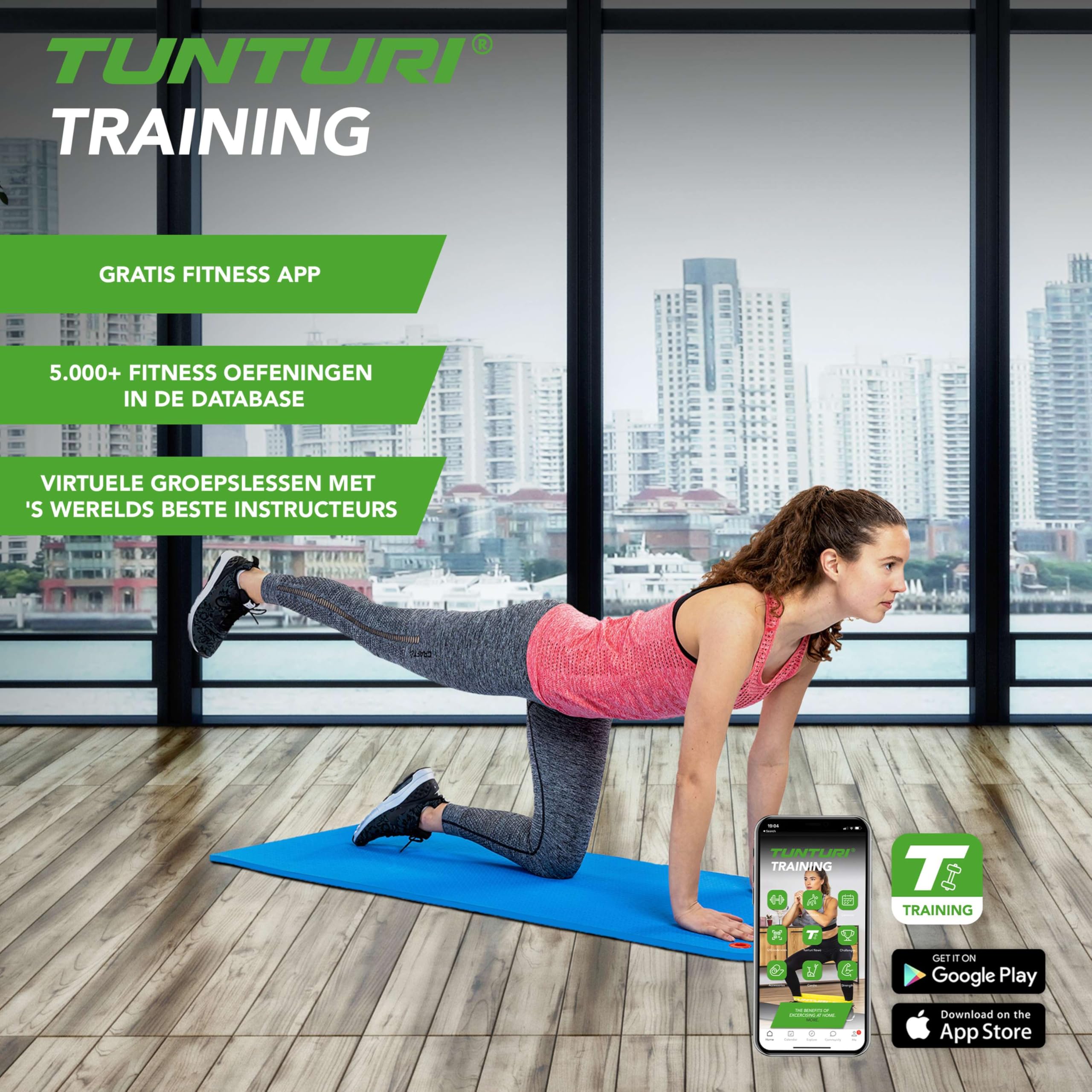 Tunturi Unisex's Non Slip Yoga Fitness Mat, Blue, 140 cm