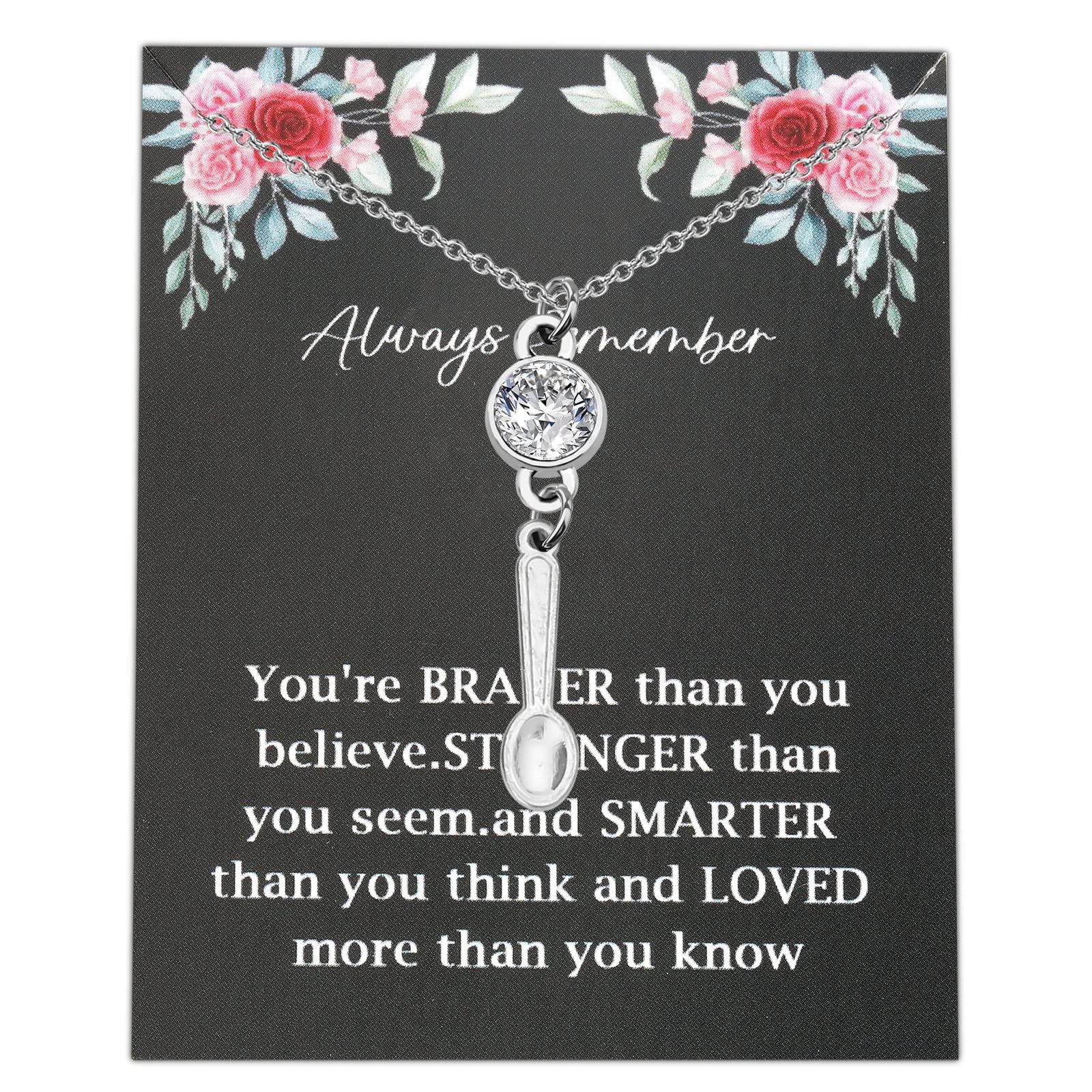 WSNANGSpoon Necklace Spoon Theory Gifts Spoonie Gifts Chronic Illness Self Care Awareness Jewelry Gifts for Family Friend Tea Spoon Gift, Large, Stainless Steel, nothing