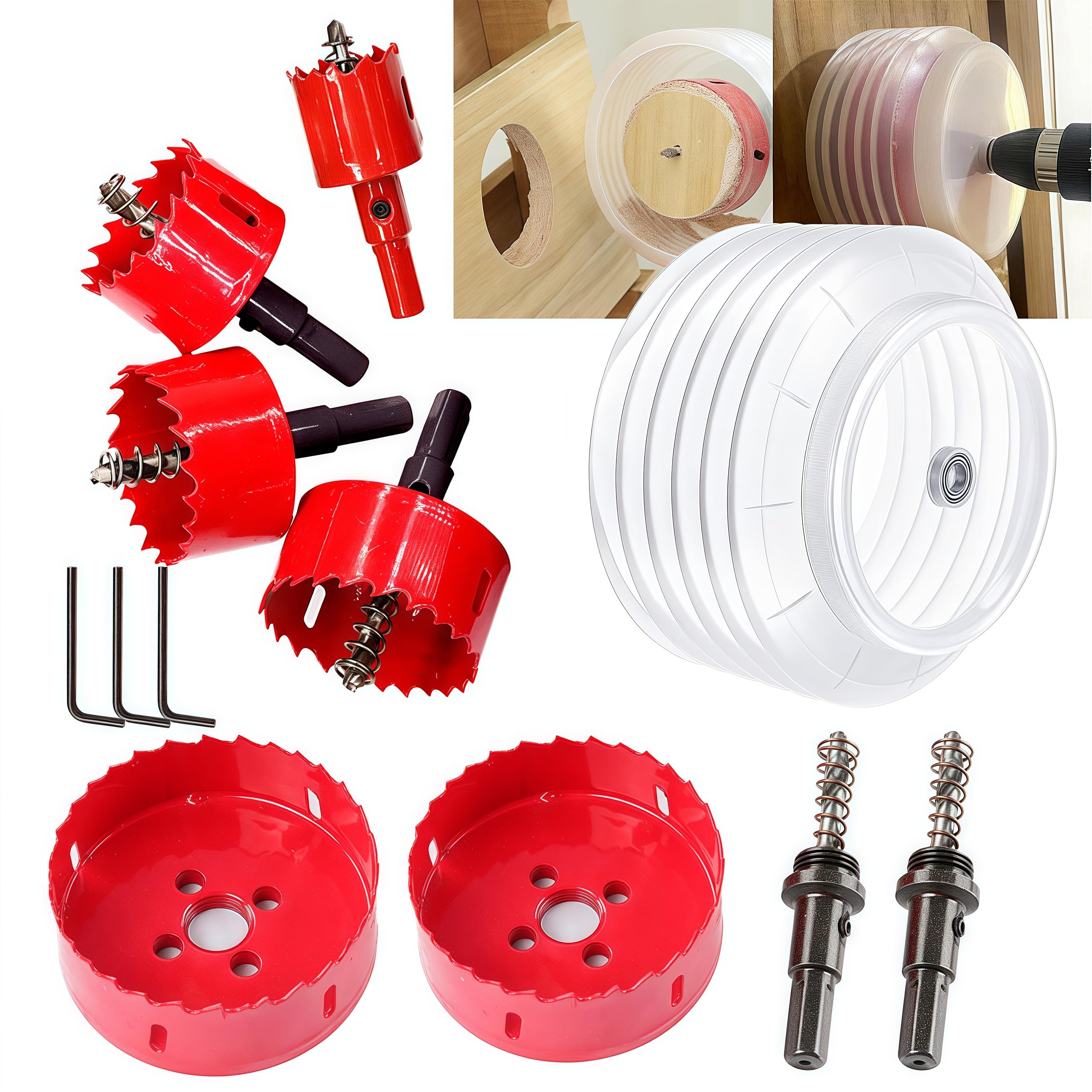 Hole Saw Sets, 30mm-100mm Holesaw Set including Dust Catcher & Hex Shank, 6-Piece M42 Bi-Metal Hole Cutter Set