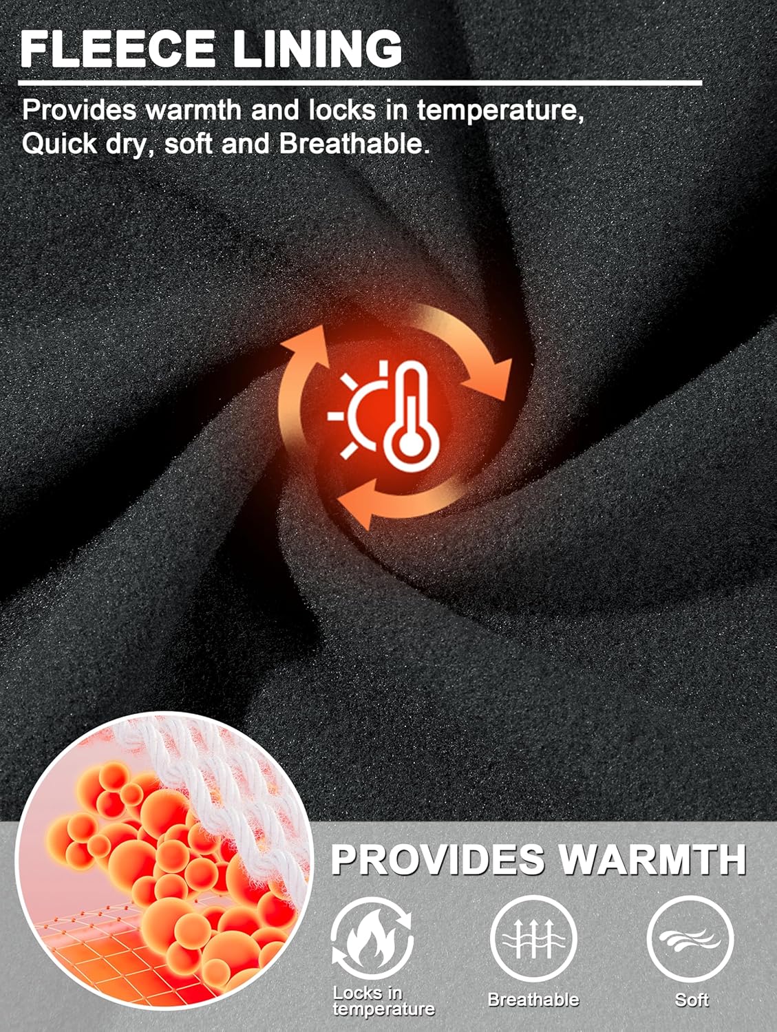 Men's Thermal Shirts Long Sleeve Fleece Lined Crew Neck Base Layer Athletic Workout Tops - Image 2