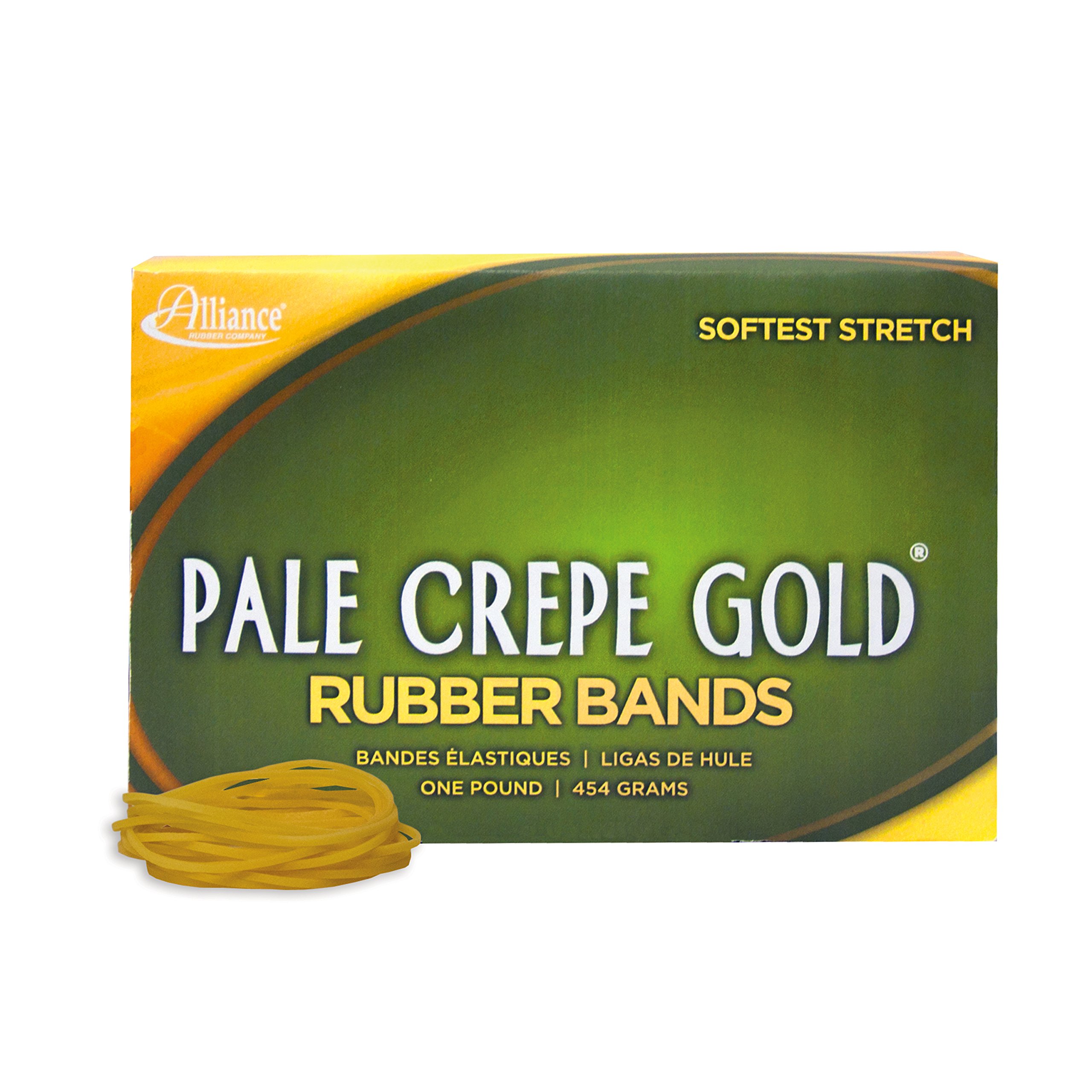 Alliance Rubber 20165 Pale Crepe Gold Rubber Bands Size #16, 1 lb Box Contains Approx. 2675 Bands (2 1/2" x 1/16", Golden Crepe)