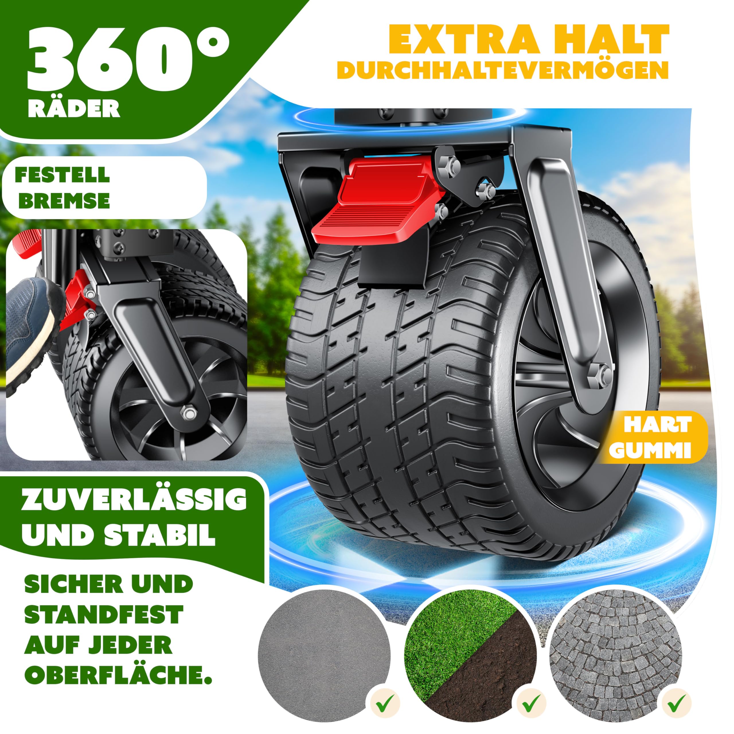 KESSER® Bollerwagen GTR9000 Handwagen 200Kg | 300L Stauraum Transportwagen faltbar extra breite 360° Räder & Feststell-Bremsen Wetterbeständig Strandwagen inkl Abdeckung Seitentasche & Getränkehalter