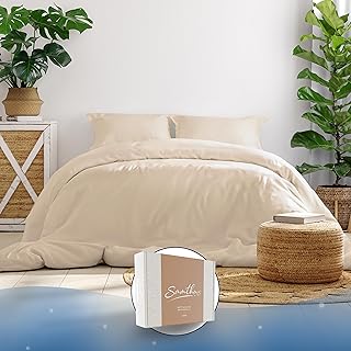 Bettwäsche 200x200 Baumwolle Satin - Oeko-Tex Made In Green - Himmlisch weicher Schlaf - Bettwäsche-Set mit 1x Bettbezug 200x200 + 2X Kissenbezug 80x80 - Duvet Cover - Beige