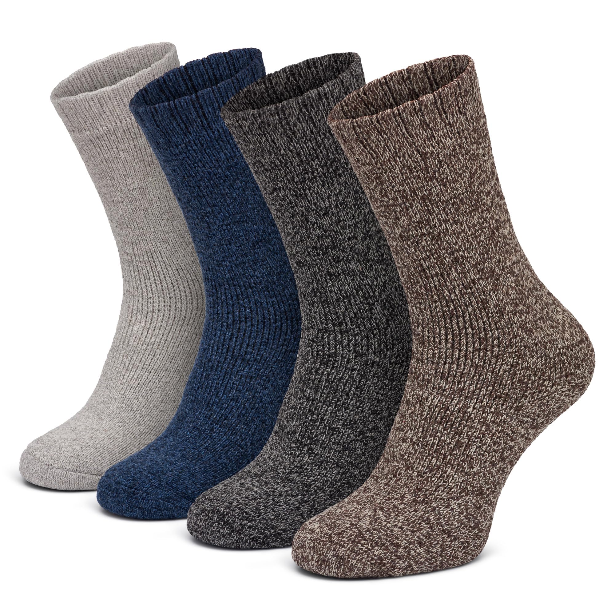 MENS THERMAL SOCKS – Thick Wool Blend Boot Socks, Warm Winter Socks for Cold Weather, Cushioned Work & Hiking Socks, Breathable Insulated Outdoor Socks, 4 Pair Pack UK 6–11