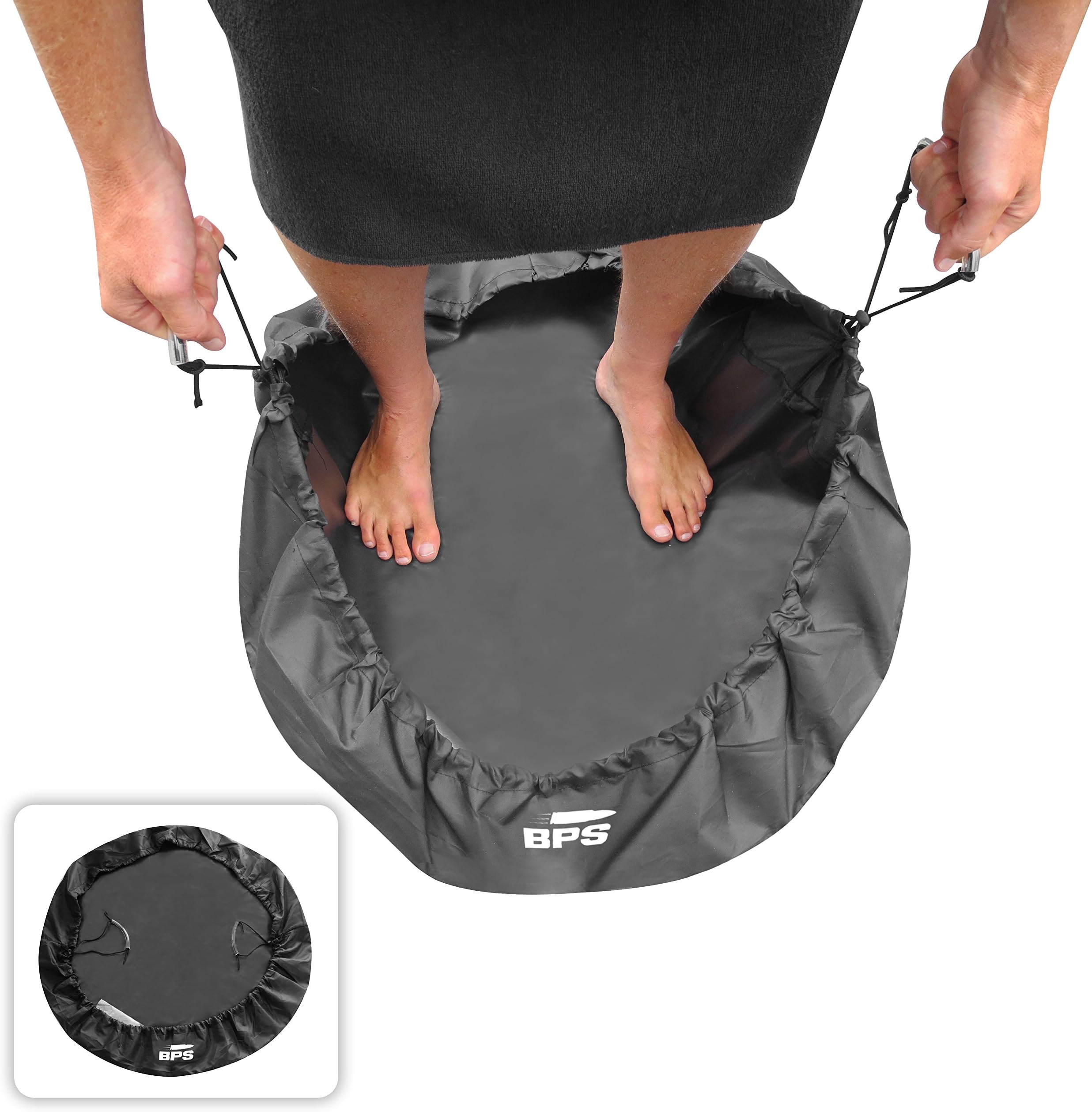 BPS Wetsuit Change Mat with Hidden Pocket and Wax Comb - Charcoal Black