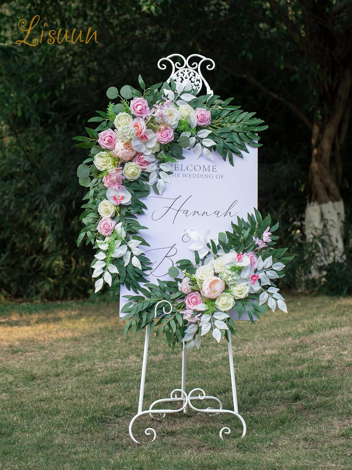 Wedding Arch Flowers, Artificial Flowers for Decoration, 2pcs Flower Swag and 1 pcs Semi-Sheer Chiffon Table Runner Swag for Beautiful Dream Wedding Ceremony Floral Decor - Pack of 3