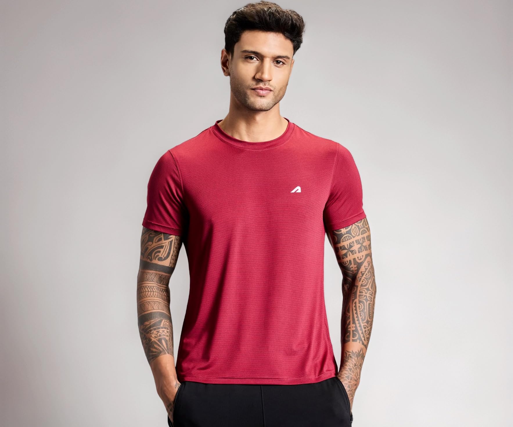 Gym Regular Fit T Shirt for Men Polyester Blend Round Neck Active Tshirt for Men Quick Dry Active Wear T Shirts Dry Fit T Shirts for Gym & Sports Wear Anti Odor Training Tshirt