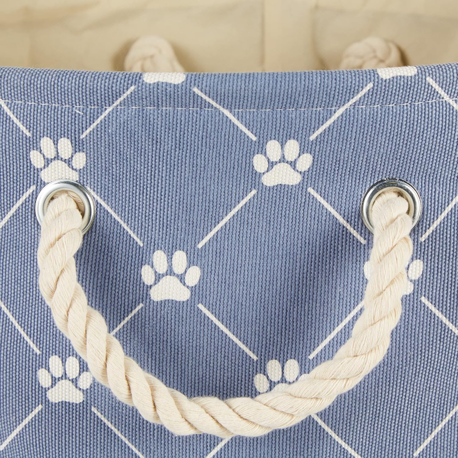 Bone Dry Pet Storage Collection Paw and Bone Print, Large Rectangle, 17.5x12x15 Stonewash Blue Trellis