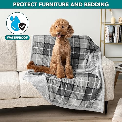 Miniatura 2 de PetAmi - Manta impermeable para perro, sofá, manta de sherpa gris impermeable para perros grandes, cachorros | forro polar de microfibra supersuave