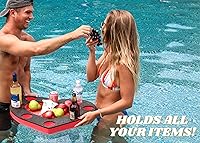 Vista 5 de Polar Whale Heart Red and Black Drink Holder Floating Refreshment Table Tray for Pool or Beach Party Float Lounge Durable Black Foam 9 Compartment