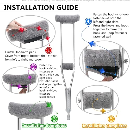 Miniatura 7 de TOMMHANES AMISGUOER Almohadillas para muletas para axilas, almohadilla de muleta, cubierta de agarre de mano, lavable, tamaño único, varios colores
