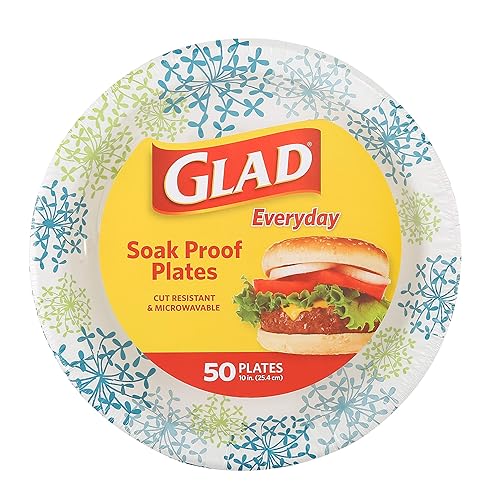 Glad Everyday Round Paper Plates, Blue Hydrangea Print Disposable Dinner