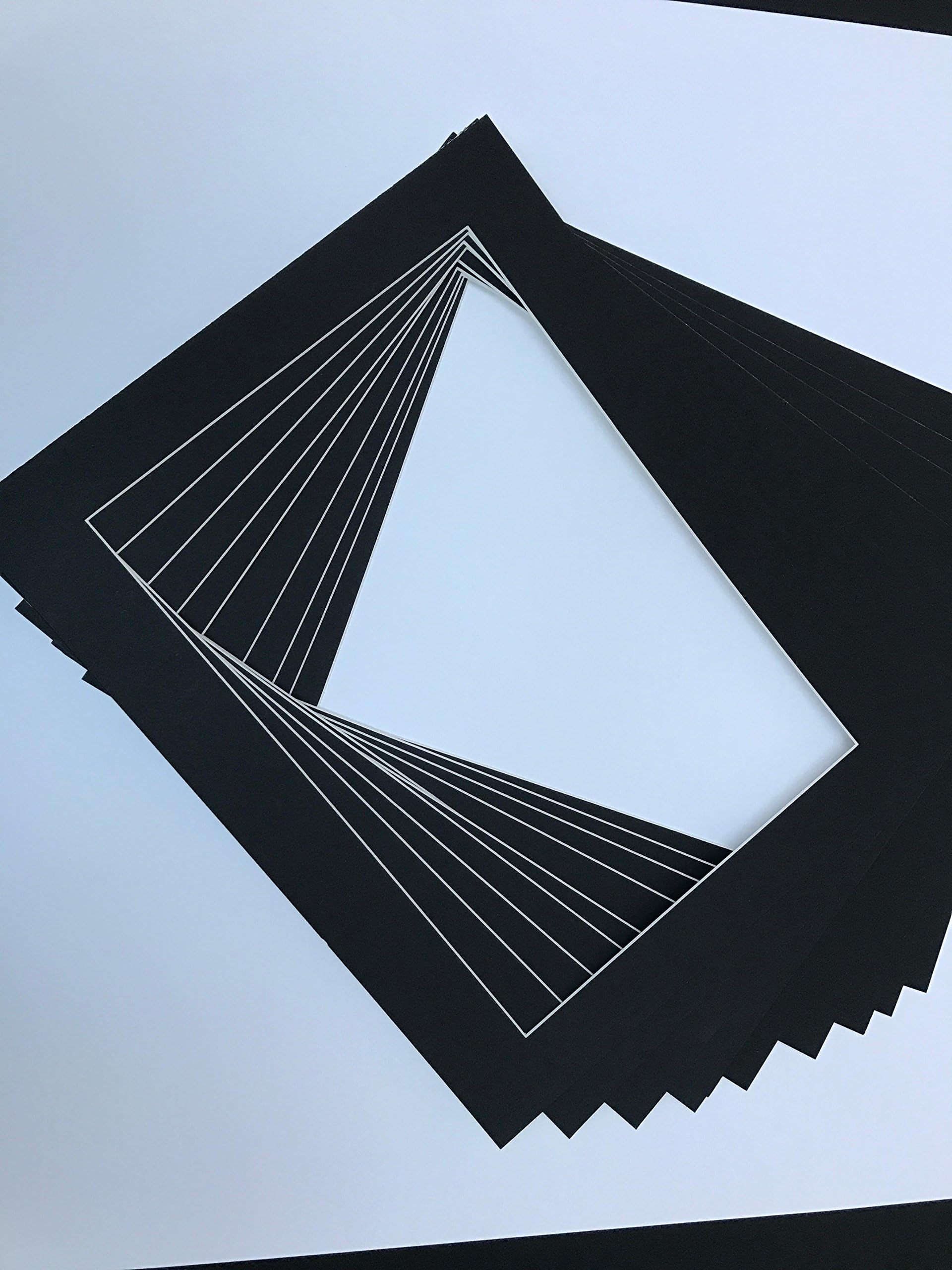 Modec Fine Arts - Pack of 5 Picture Mounts - Conservation or Whitecore 1400 FSC - Various Sizes and colour available (14" x 11" to fit A4 image, Black(8011))